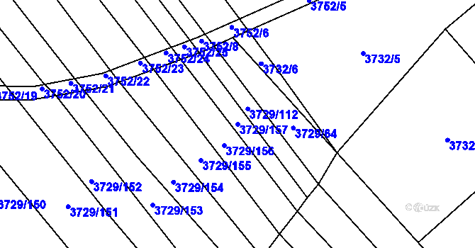 Parcela st. 3729/157 v KÚ Veselí nad Lužnicí, Katastrální mapa