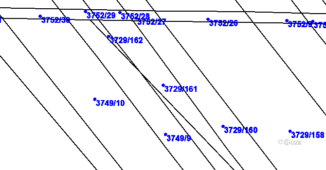 Parcela st. 3729/161 v KÚ Veselí nad Lužnicí, Katastrální mapa