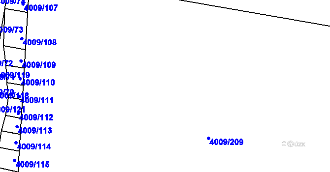 Parcela st. 4009/202 v KÚ Veselí nad Lužnicí, Katastrální mapa