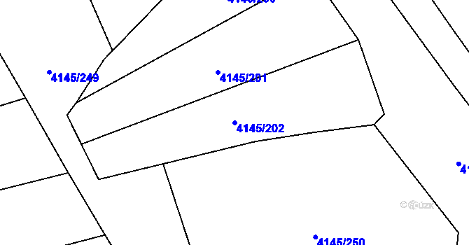 Parcela st. 4145/202 v KÚ Veselí nad Lužnicí, Katastrální mapa