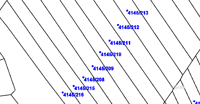 Parcela st. 4145/210 v KÚ Veselí nad Lužnicí, Katastrální mapa