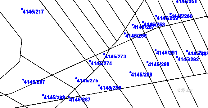 Parcela st. 4145/273 v KÚ Veselí nad Lužnicí, Katastrální mapa