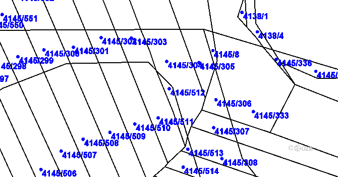 Parcela st. 4145/512 v KÚ Veselí nad Lužnicí, Katastrální mapa