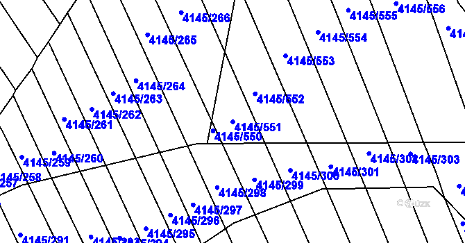 Parcela st. 4145/551 v KÚ Veselí nad Lužnicí, Katastrální mapa