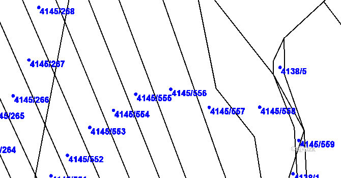 Parcela st. 4145/556 v KÚ Veselí nad Lužnicí, Katastrální mapa