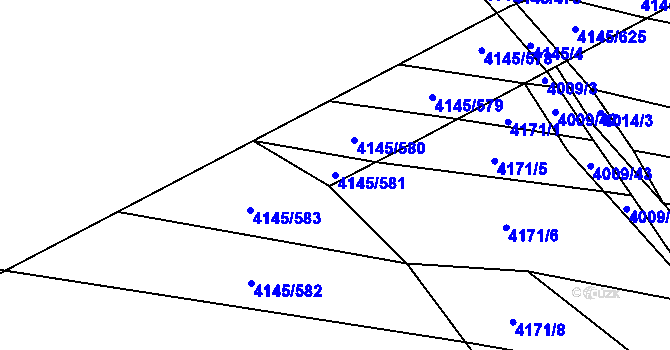 Parcela st. 4145/581 v KÚ Veselí nad Lužnicí, Katastrální mapa