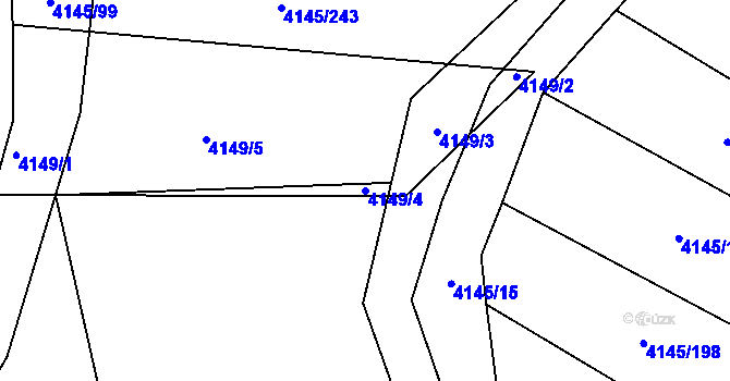 Parcela st. 4149/4 v KÚ Veselí nad Lužnicí, Katastrální mapa