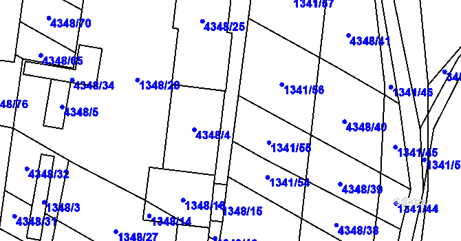 Parcela st. 4348/20 v KÚ Veselí nad Lužnicí, Katastrální mapa