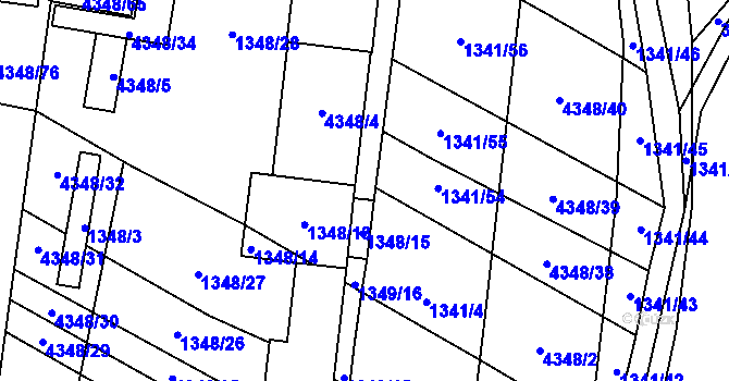 Parcela st. 4348/24 v KÚ Veselí nad Lužnicí, Katastrální mapa