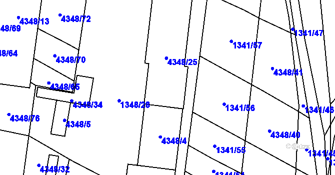Parcela st. 4348/28 v KÚ Veselí nad Lužnicí, Katastrální mapa