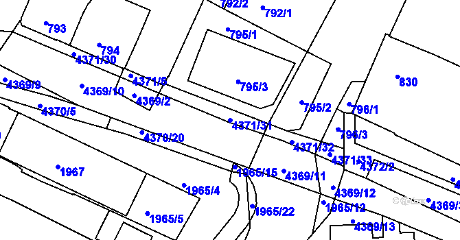 Parcela st. 4371/31 v KÚ Veselí nad Lužnicí, Katastrální mapa