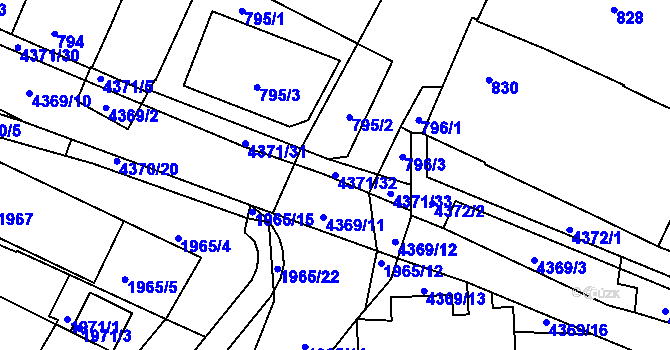 Parcela st. 4371/32 v KÚ Veselí nad Lužnicí, Katastrální mapa