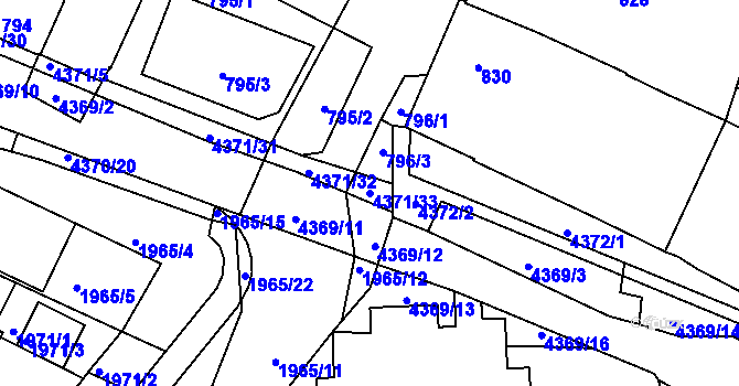 Parcela st. 4371/33 v KÚ Veselí nad Lužnicí, Katastrální mapa
