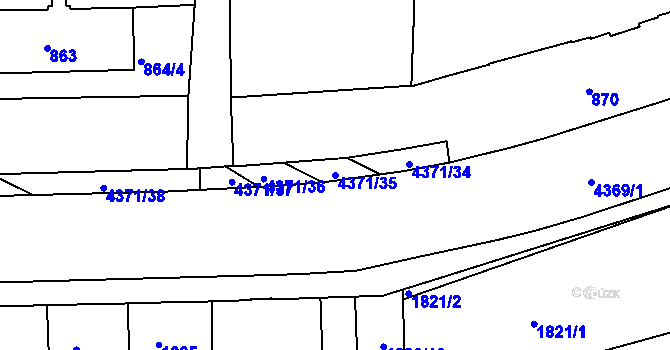 Parcela st. 4371/35 v KÚ Veselí nad Lužnicí, Katastrální mapa