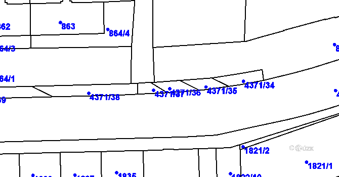 Parcela st. 4371/36 v KÚ Veselí nad Lužnicí, Katastrální mapa