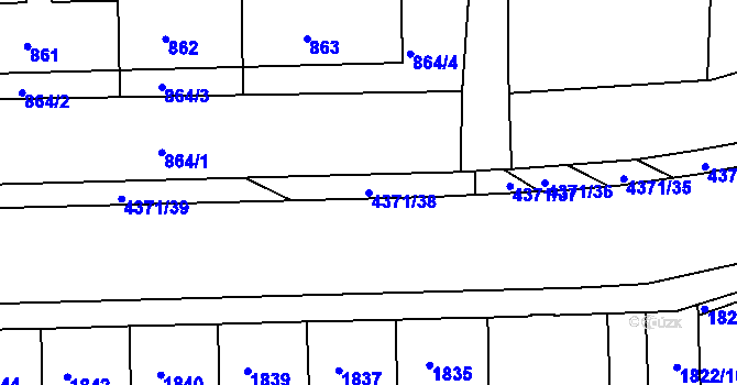 Parcela st. 4371/38 v KÚ Veselí nad Lužnicí, Katastrální mapa