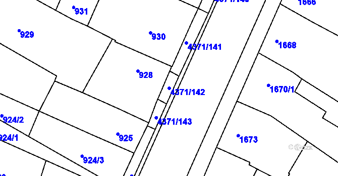 Parcela st. 4371/142 v KÚ Veselí nad Lužnicí, Katastrální mapa