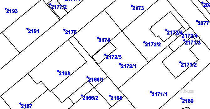 Parcela st. 2172/5 v KÚ Veselí nad Lužnicí, Katastrální mapa