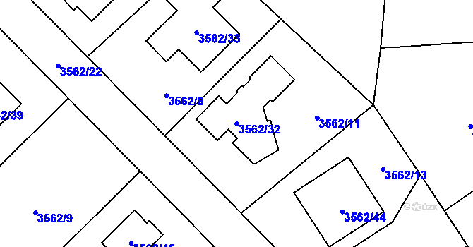 Parcela st. 3562/32 v KÚ Veselí nad Lužnicí, Katastrální mapa