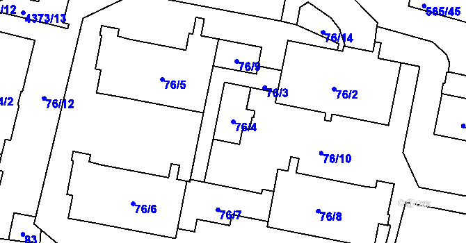 Parcela st. 76/4 v KÚ Veselí nad Lužnicí, Katastrální mapa