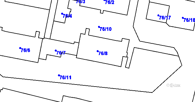 Parcela st. 76/8 v KÚ Veselí nad Lužnicí, Katastrální mapa