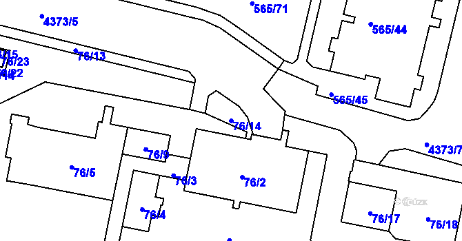 Parcela st. 76/14 v KÚ Veselí nad Lužnicí, Katastrální mapa