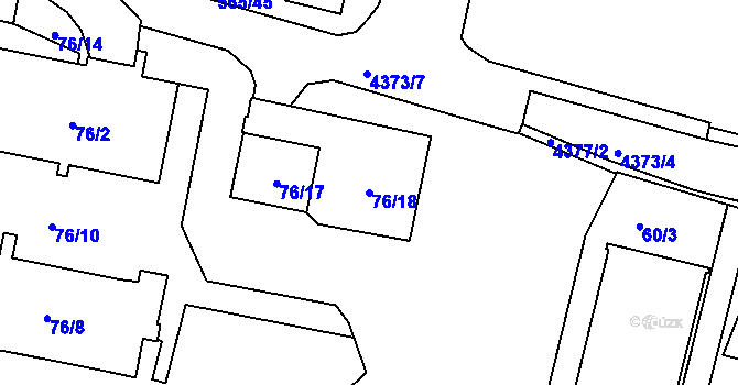 Parcela st. 76/18 v KÚ Veselí nad Lužnicí, Katastrální mapa