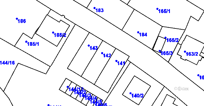 Parcela st. 142 v KÚ Veselí nad Lužnicí, Katastrální mapa