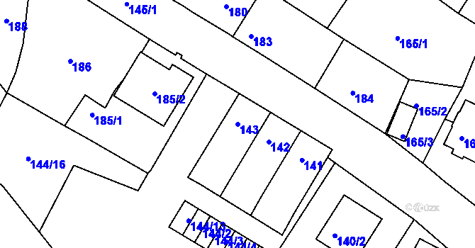 Parcela st. 143 v KÚ Veselí nad Lužnicí, Katastrální mapa