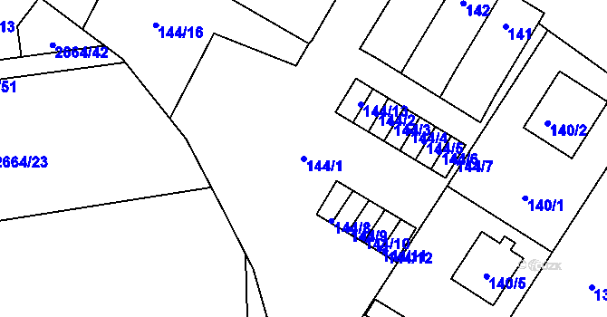 Parcela st. 144/1 v KÚ Veselí nad Lužnicí, Katastrální mapa