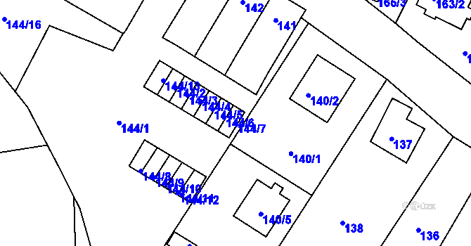 Parcela st. 144/7 v KÚ Veselí nad Lužnicí, Katastrální mapa