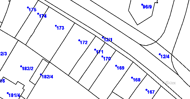 Parcela st. 171 v KÚ Veselí nad Lužnicí, Katastrální mapa