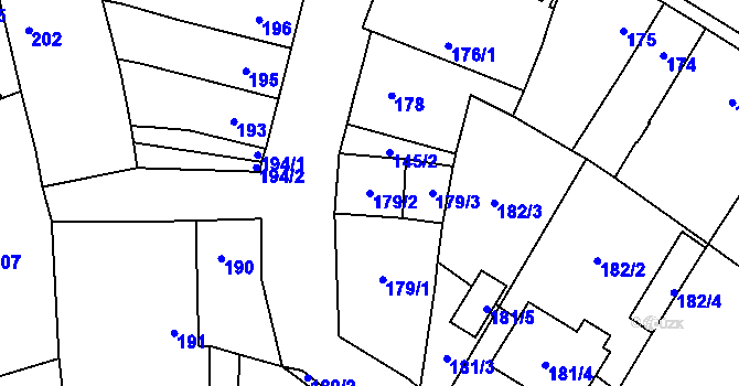 Parcela st. 179/2 v KÚ Veselí nad Lužnicí, Katastrální mapa