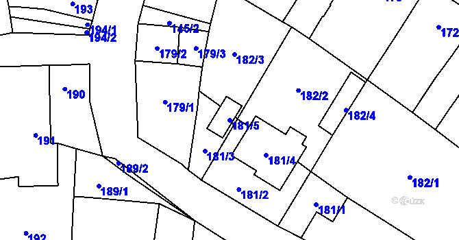 Parcela st. 181/5 v KÚ Veselí nad Lužnicí, Katastrální mapa