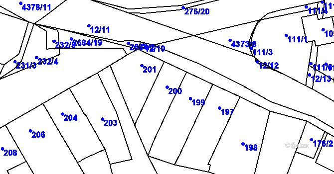 Parcela st. 200 v KÚ Veselí nad Lužnicí, Katastrální mapa