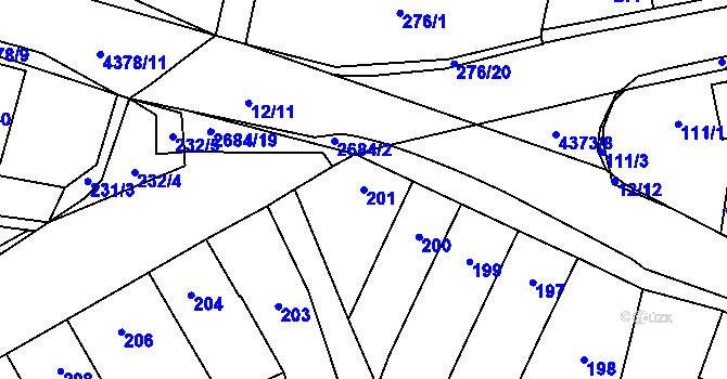 Parcela st. 201 v KÚ Veselí nad Lužnicí, Katastrální mapa