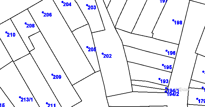 Parcela st. 202 v KÚ Veselí nad Lužnicí, Katastrální mapa