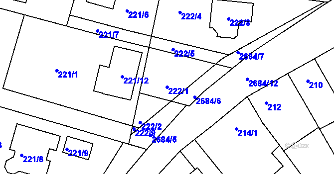 Parcela st. 222/1 v KÚ Veselí nad Lužnicí, Katastrální mapa