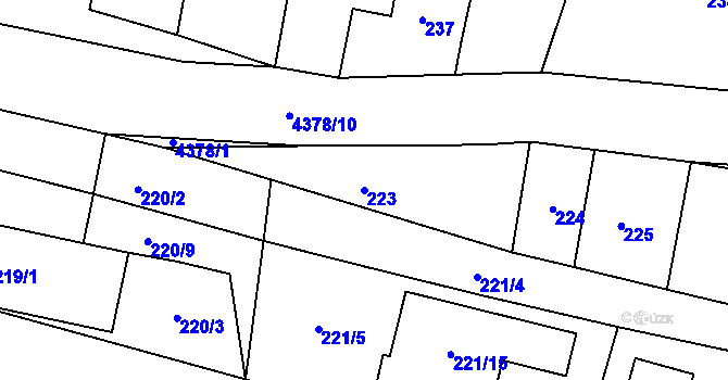 Parcela st. 223 v KÚ Veselí nad Lužnicí, Katastrální mapa