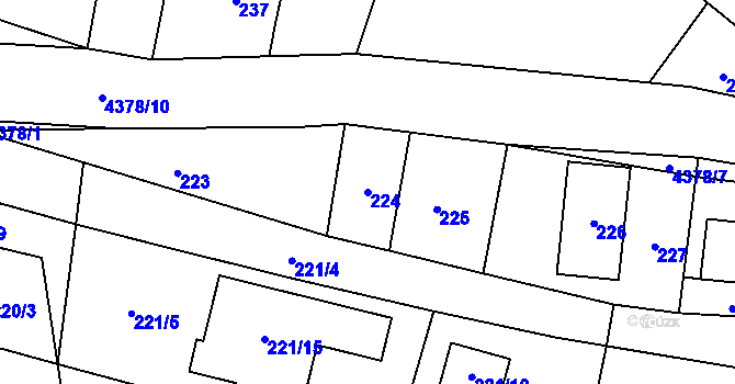 Parcela st. 224 v KÚ Veselí nad Lužnicí, Katastrální mapa
