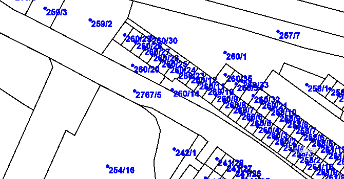 Parcela st. 260/14 v KÚ Veselí nad Lužnicí, Katastrální mapa