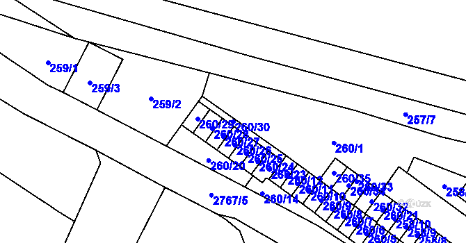 Parcela st. 260/30 v KÚ Veselí nad Lužnicí, Katastrální mapa