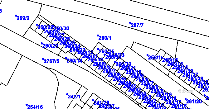 Parcela st. 260/34 v KÚ Veselí nad Lužnicí, Katastrální mapa