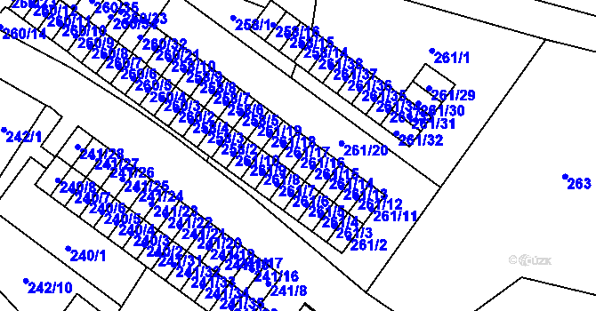 Parcela st. 261/16 v KÚ Veselí nad Lužnicí, Katastrální mapa