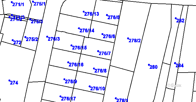 Parcela st. 276/7 v KÚ Veselí nad Lužnicí, Katastrální mapa