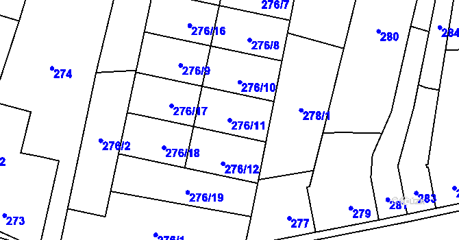Parcela st. 276/11 v KÚ Veselí nad Lužnicí, Katastrální mapa