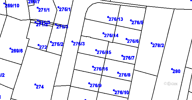 Parcela st. 276/15 v KÚ Veselí nad Lužnicí, Katastrální mapa
