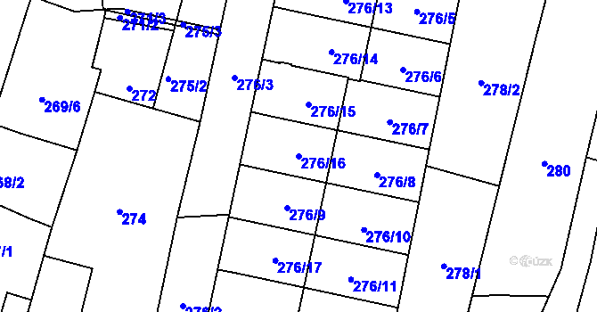 Parcela st. 276/16 v KÚ Veselí nad Lužnicí, Katastrální mapa