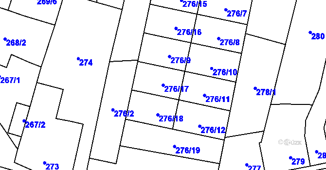 Parcela st. 276/17 v KÚ Veselí nad Lužnicí, Katastrální mapa