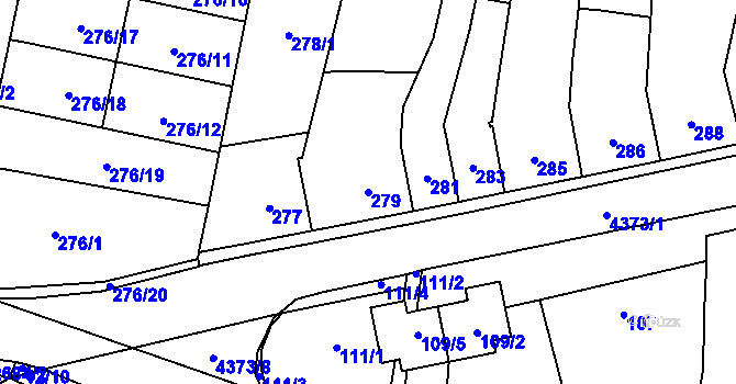 Parcela st. 279 v KÚ Veselí nad Lužnicí, Katastrální mapa